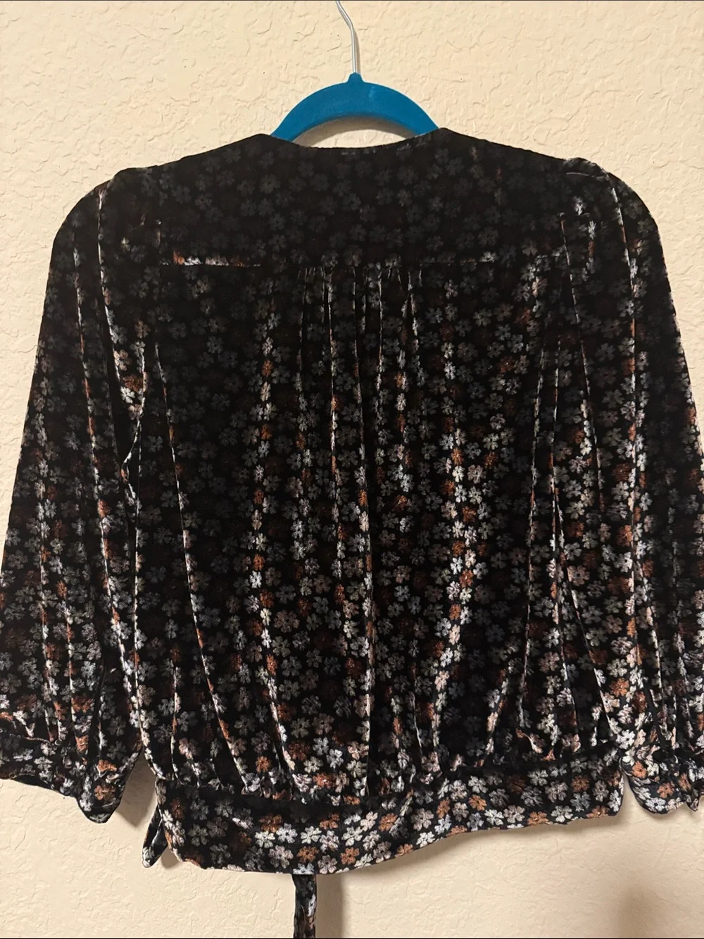 Madewell Black Velvet Floral Wrap Blouse
